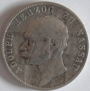 Nassau Thaler 1863 Duke Adolph, Silver - Picture 1 of 2