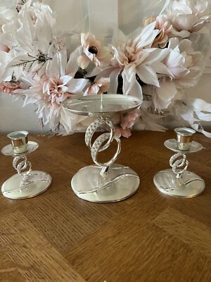 Juego de 3 velas infinitas Things Remembered acabado plateado con cristales de Swarovski Foto 1 de 4