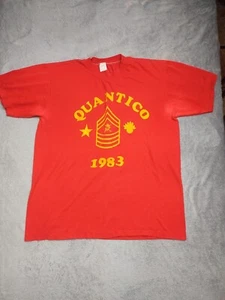 Quantico Shirt Mens Large Red 1983 Sportwear Single Stitch Made in USA Military - Picture 1 of 14
