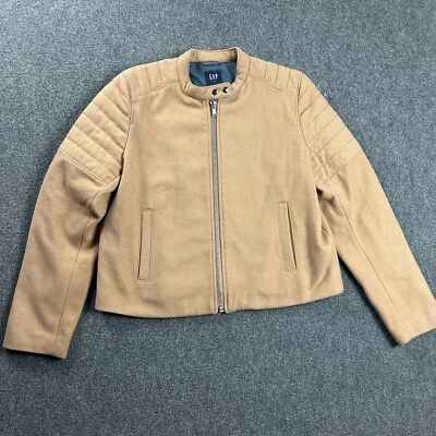 Chaqueta Gap Mujer Extra Grande Beige Bombardero Moto Cremallera Completa Lana Reciclada Adultos Foto 1 de 4