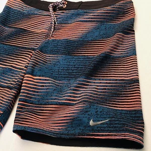 Nike Board Shorts Mens 34/9 Orange Unlined Swim Trunks Stretch Beach Pool Swoosh - Picture 1 of 11