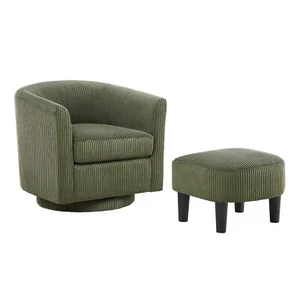 Swivel Accent Chair 360° Comfy Recliner Corduroy Arm Chair Single Sofa - Picture 1 of 7