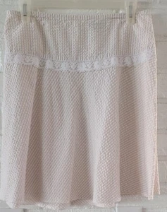A-list Skirt by A-line sz 9 Seersucker w/Lace Beige & White SO PRETTY! Grt Cond - Picture 1 of 10
