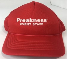 Vintage Preakness Event Staff Red Snapback Foam Trucker Hat Horse Racing