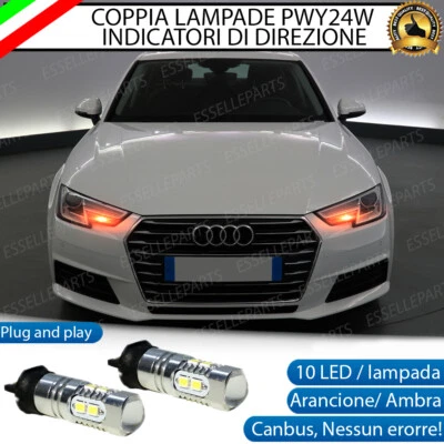 COPPIA LAMPADE LED PWY24W AUDI A4 B9 CANBUS 10 LED FRECCE ANTERIORI NO ERRORE - Immagine 1 di 3