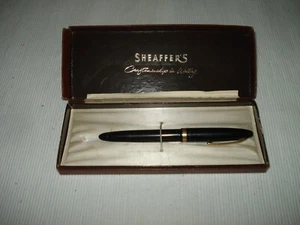 O9 / Sheaffer's Stylo plume à pompe Made in USA - Plume or 14K + Ecrin d'origine - Photo 1/9