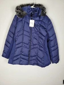 Womens RIJING Puffer Winter Jacket  Hooded Faux Fur Coat Warm Lining NO BELT XXL - Picture 1 of 7