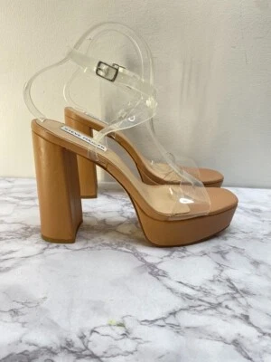 Plataforma Steve Madden Lessa Clear Nude Chucky Heel para mujer talla 9,5 M Foto 1 de 4