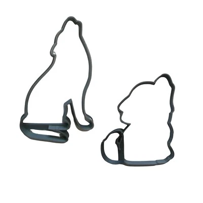 HOWLING WOLVES ADULT AND BABY WOLF SET OF 2 COOKIE CUTTERS MADE IN USA PR1923 - Image 1 of 4