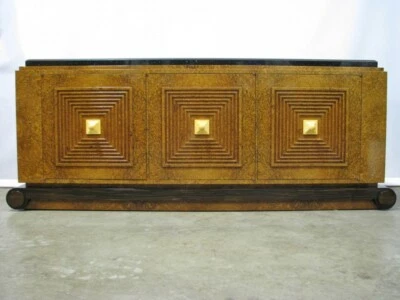 Striking High-End Custom Art Deco Ruhlman-Inspired Console Cabinet; Burl Walnut - Image 1 of 4