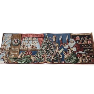 Needlepoint Weihnachten Santa Urlaub Tischläufer 34 Zoll Rechteck Baum Rentier - Bild 1 von 8