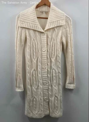 Cárdigan suéter St. Johns Bay para mujer blanco manga larga botón delantero talla mediana Foto 1 de 4