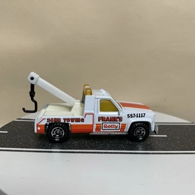 1987 Matchbox MB-21 GMC Wrecker Frank's Getty Tow Truck White/Orange/Red NM - Image 1 of 4