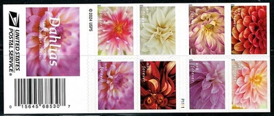 Mint US Dahlias Booklet Pane of 20 Forever Stamps Scott# 5992-6001 (MNH) - Image 1 of 2