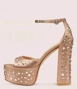 New STUART WEITZMAN Sky high Platform Sandal Women's Sz 7.5 Swarovski Crystals  - Picture 1 of 13
