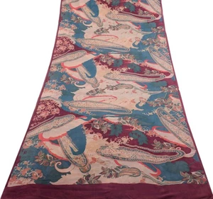 Sushila Vintage Branded Saree Pure Georgette Silk Printed Paisley Craft Fabric - Picture 1 of 11