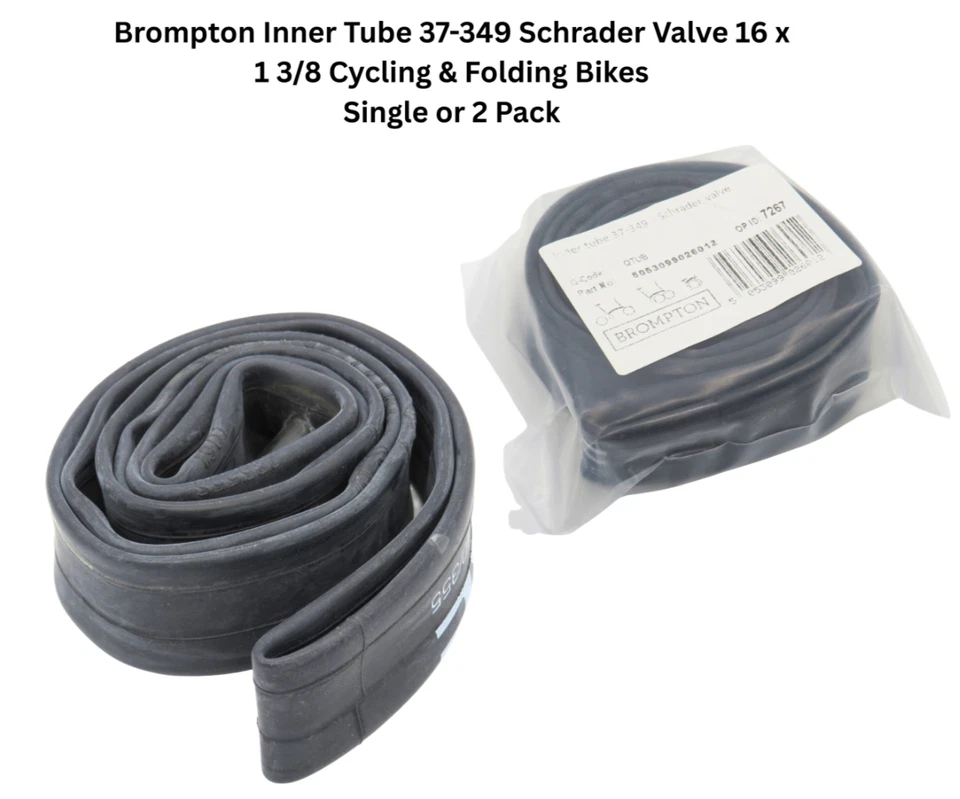 Brompton Inner Tube 37-349 Schrader Valve 16 x 1 3/8 Cycling & Folding Bikes -H - Image 1 of 1