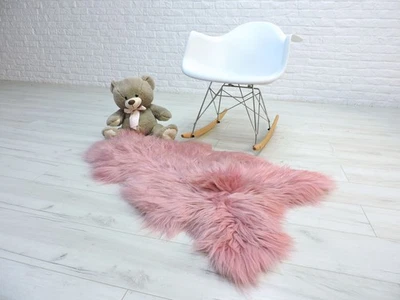 ALFOMBRA ISLANDESA REAL GRANDE PIEL DE OVEJA ROSA BANCO SILLA CUBIERTA NIÑOS ALFOMBRA 155/1 Foto 1 de 4