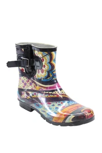 Nomad Womens Abstract Print Round Toe Pull On Ankle Rainboots Multicolor Size 10 - Picture 1 of 5