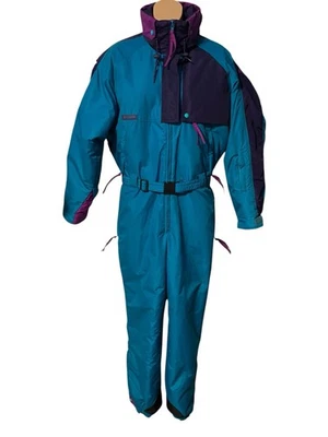 复古 90 年代哥伦比亚雪地服女式大号青绿色径向袖滑雪滑雪板 — 第 1/4 张图片