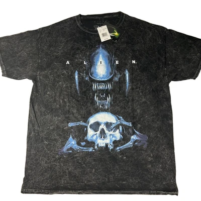 Camiseta Alien Xenomorph Calavera Para Hombres L Negra Lavada Ácida Rara Mercancía Oficial Terror Foto 1 de 4