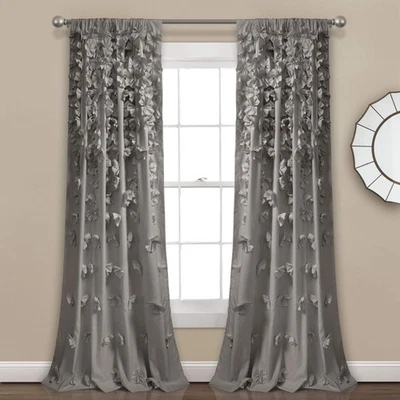 Lush Decor Riley Window Curtain Panel - Charming Handmade Bow Details - Elega... - Image 1 of 4