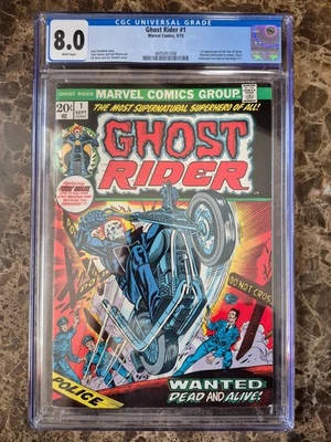 Ghost Rider #1 CGC 8.0  1973 1st Appearance of Son of Satan WHITE Pages - Image 1 of 4
