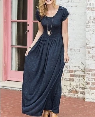 Maxi Vestido Matilda Jane Cortina de Aguas Profundas Llamada Azul Marino Detalle Botón Talla Pequeña Foto 1 de 4