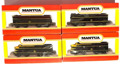 HO Mantua Erie locomotives F7 ABBA set - Black/yellow - Image 1 of 4