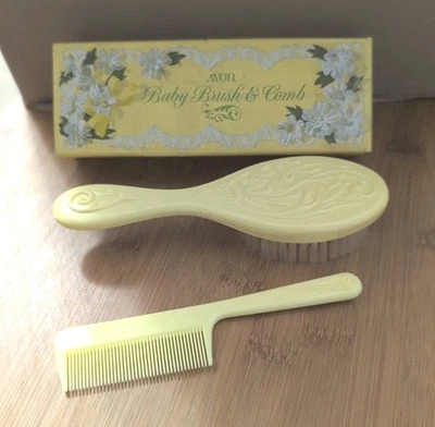 Juego de cepillo y peine vintage Avon para bebé amarillo con nuevo original Foto 1 de 4