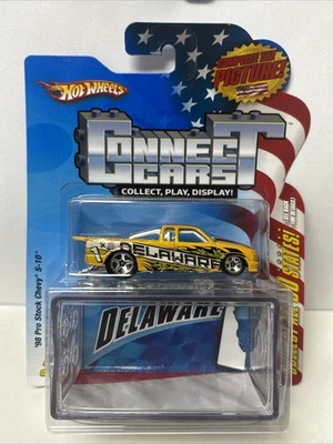 2008 HOT WHEELS CONNECT CARS Delaware Yellow '98 Pro Stock Chevy S-10 #1 RARE - Image 1 of 4