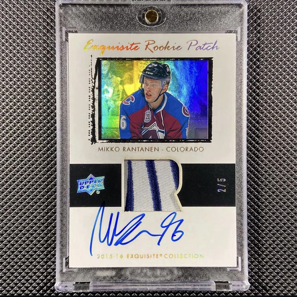 Mikko Rantanen 2015-16 Exquisite 03-04 Tribute Rookie Patch Autograph 2/5 STARS - Image 1 of 4