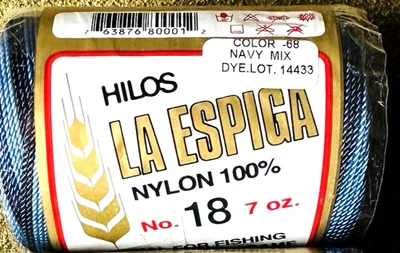 Omega Hilos La Espiga Nylon Hilo de Ganchillo #18 •Mezcla Azul Marino # 68 Foto 1 de 3