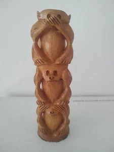 Vintage Monkey Hawaiian Tiki Statue Hand Carved Totem - Picture 1 of 10