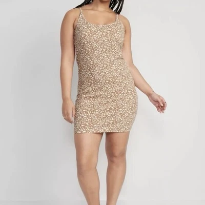 Mini Maxi Vestido sin Mangas Cami Tejido Acanalado Azul Marino Antiguo Tostado Blanco Floral Talla Grande XXL Foto 1 de 4