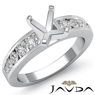 Channel Setting Diamond Engagement Cushion Semi Mount Ring 14k White Gold 0.7Ctw - Image 1 of 3