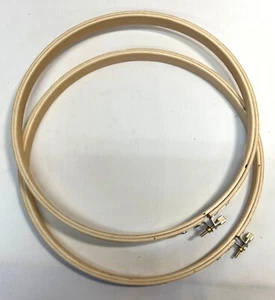 Wooden Embroidery Hoop Set Of 2- 9" By Westex Corp With Brass Screw Clasp For Ne - Picture 1 of 3