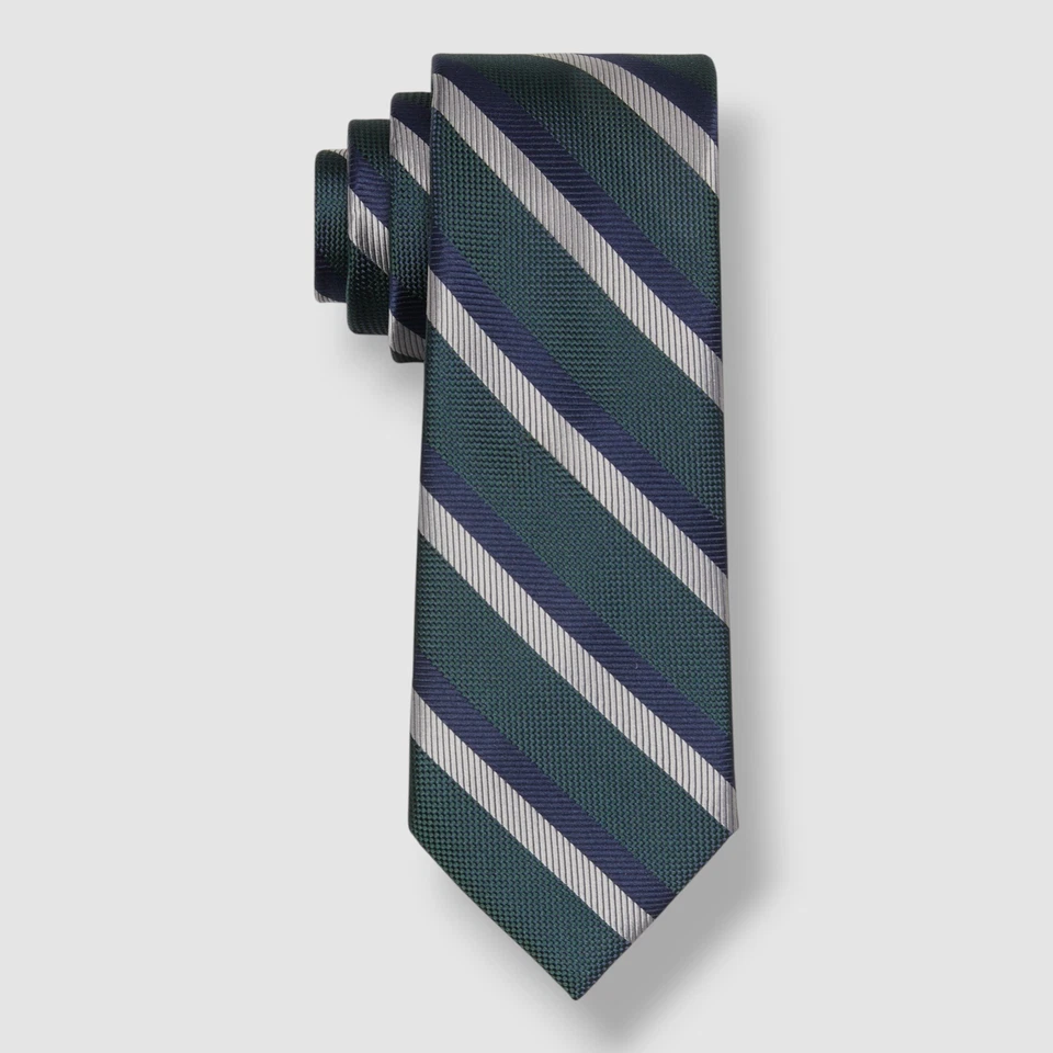 Tommy Hilfiger Hombres Verde Clásico Diagonal Rayas Seda Cuello Corbata Talla 56x3.2 Foto 1 de 1