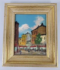 Oil Painting Signed Artist Hubert Valerio Street Scene Framed - Picture 1 of 9