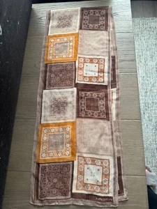 Vintage Halston Earth Tone Colors Design Chiffon Scarf! - Picture 1 of 13