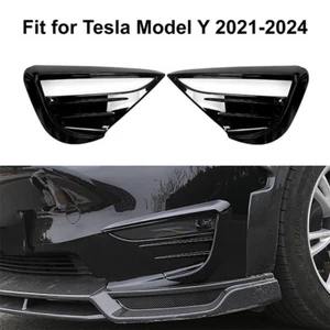 2X Cubierta de alerón antiniebla delantera estilo negro brillante para Tesla modelo Y 2021-2024 - Imagen 1 de 7
