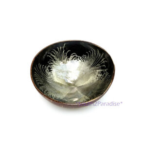 Black & White Handmade Coconut Shell Candy Dish Bowl Color Handicraft Home Decor