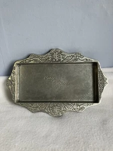 Vassoio vintage in metallo,? peltro, cambio/bevanda, disegno floreale inciso - Foto 1 di 4