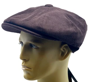 Bakerboy Hat Newsboy Corduroy Gatsby Brown Cord Tweed Flat Cap Baker Boy Mens - Picture 1 of 9
