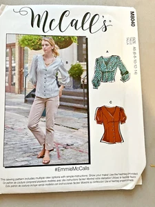 McCalls Sewing Pattern M8040 MISSES TOPS BUTTONUP size A5 6-14 Uncut - Picture 1 of 2