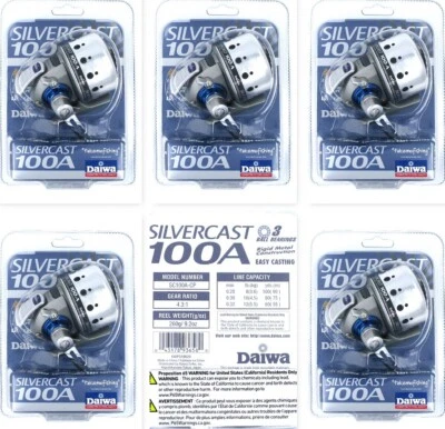(5) Carretes Spincast Daiwa Silvercast 100A Easy Casting 4.3:1 FUNDA NUEVA Foto 1 de 4