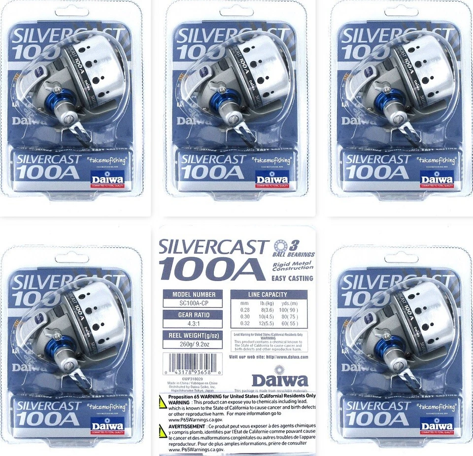 (5) Daiwa Silvercast 100A Easy Casting Spincast Reels 4.3:1 BRAND NEW CASE - Image 1 of 4