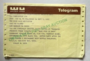 Frank Sinatra Ol' Blue Eyes is Back Invite to Taping Telegram Lois Nettleton '73 - Picture 1 of 2
