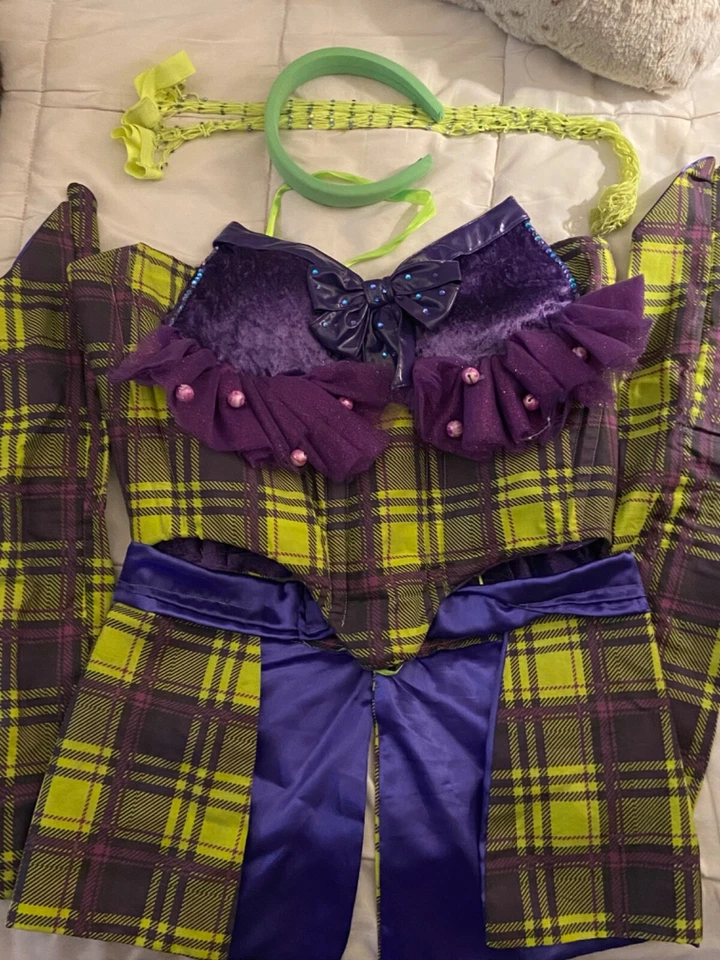 Corsé a cuadros personalizado verde y púrpura, disfraz de pandilla misteriosa, traje de bailarina Foto 1 de 1
