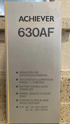 Achiever Camera Flash 630 AF AUTO FOCUS ILLUMINATION 1-7 METERS SWIVEL BOUNCE - Image 1 of 4